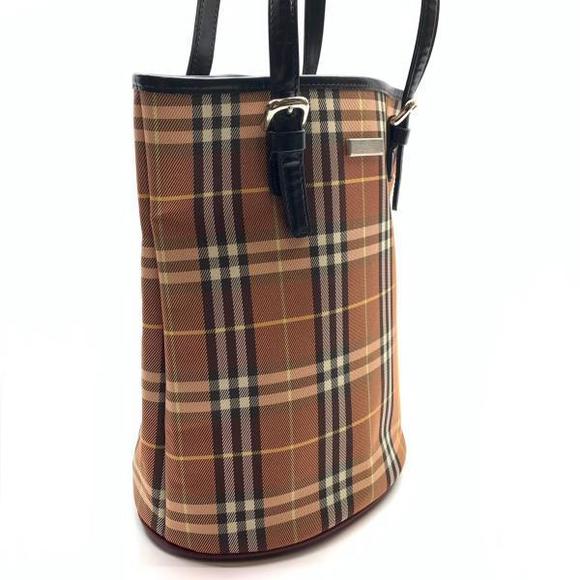 Burberry Blue Label Plaid Nylon Vertical Tote Bag Brown - Picture 2 of 10